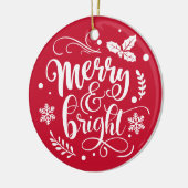 Merry & Bright Custom Familienname Red Christmas Keramik Ornament (Links)