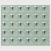 Merry & Bright Custom Foto Green und Silver Geschenkpapier (Flach)