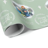 Merry & Bright Custom Foto Green und Silver Geschenkpapier (Rolleneckpunkt)