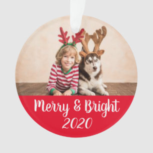 Merry & Bright Customizable Family Foto Weihnachte Ornament