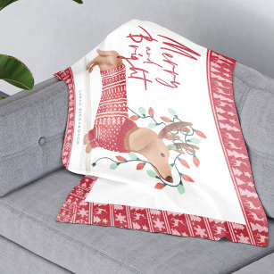 Merry & Bright | Dackel Dog Weihnachtssüßer Fleecedecke