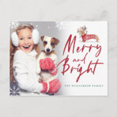 Merry & Bright | Dackel Weihnachts-Foto Postkarte (Vorderseite)