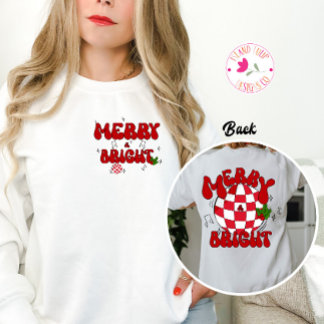 Merry & Bright Disco Ball Rot & Grün Weihnachten Sweatshirt