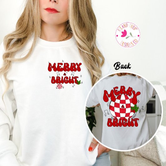 Merry & Bright Disco Ball Rot & Grün Weihnachten Sweatshirt
