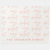 Merry & Bright Drehbuch Text rot und weiß Weihnach Fleecedecke (Vorderseite (Horizontal))