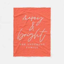 Merry & Bright Drehbuch Text rot und weiß Weihnach Fleecedecke