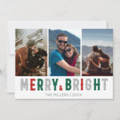 Merry Bright Drei Foto Weihnachten (Vorderseite)