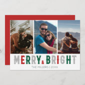 Merry Bright Drei Foto Weihnachten (Vorne/Hinten)