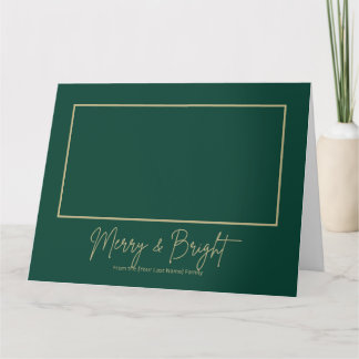 Merry & Bright Elegant Green GFolded Greeting Card Karte
