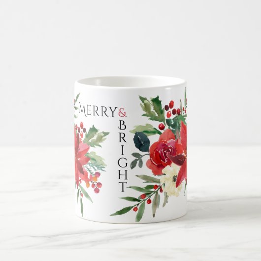 Merry Bright Elegant Poinsettia Blumenweihnachtsfe Kaffeetasse (Mittel)