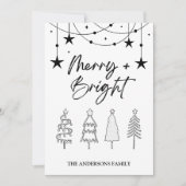 Merry Bright Elegant Script Pine Trees Weihnachten Einladung (Vorderseite)