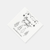 Merry Bright Elegant Script Pine Trees Weihnachten Serviette (Ecke)