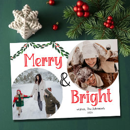 Merry & Bright | Elegant Trendy 2 Foto Weihnachten