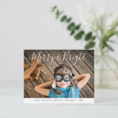 Merry & Bright | Elegante Weihnachten Postkarte (Stehend Vorderseite)