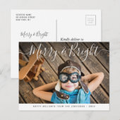 Merry & Bright | Elegante Weihnachten Postkarte (Vorne/Hinten)