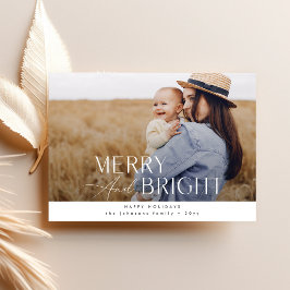Merry & Bright: Elegantes Weihnachts-Foto Feiertagskarte