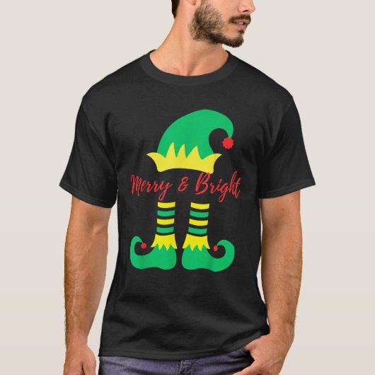 Merry Bright Elf Funny Santa Elves Ugly Weihnachte T-Shirt (Vorderseite)