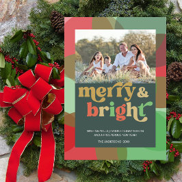 Merry Bright Family Foto farbenfroh modern Feiertagskarte