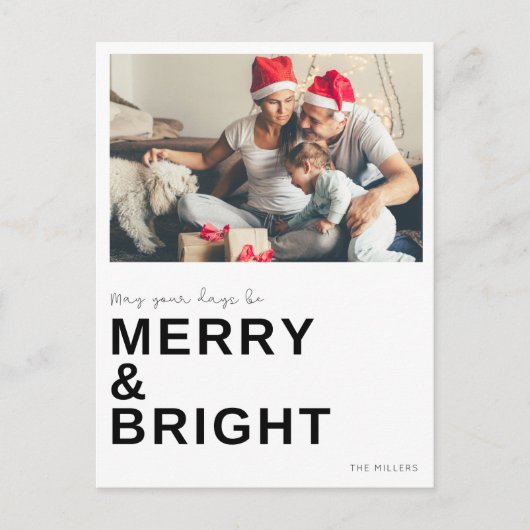 Merry Bright Family Foto Weihnachtsfeiertag Postkarte (Vorderseite)