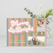 Merry & Bright farbenfroh Retro Weihnachten 3 Foto (Stehend Vorderseite)