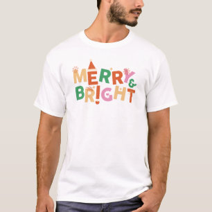 Merry & Bright farbenfrohe Retro Weihnachten T-Shirt