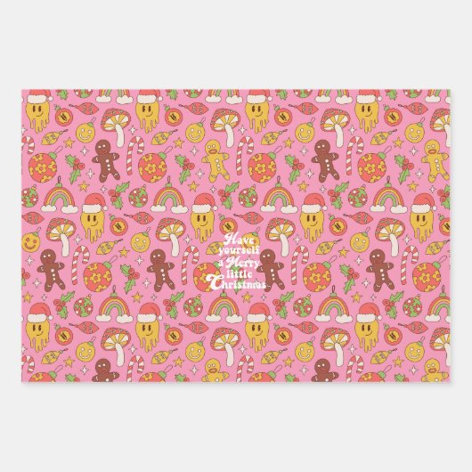 Merry & Bright | Farbenfrohe Retro Weihnachtsfeier Geschenkpapier Set (Vorderseite 2)