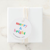 Merry & Bright farbenfrohe Typografie Weihnachtsge Geschenkanhänger (Beispiel)
