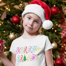 Merry & Bright farbenfrohe Weihnachtsbaum Kindermä T-Shirt