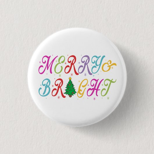 Merry & Bright farbenfrohe Weihnachtsbaume Festiva Button (Vorderseite)