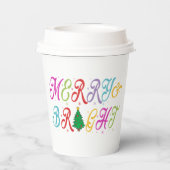 Merry & Bright farbenfrohe Weihnachtsbaume Festiva Pappbecher (Rückseite)