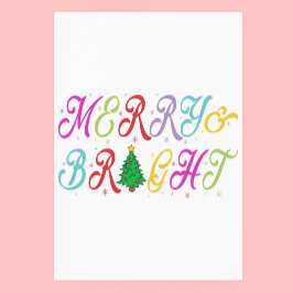 Merry & Bright farbenfrohe Weihnachtsbaume Festiva Poster