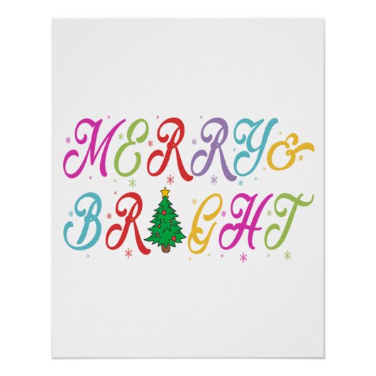 Merry & Bright farbenfrohe Weihnachtsbaume Festiva Poster (Vorderseite)
