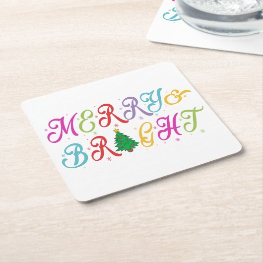 Merry & Bright farbenfrohe Weihnachtsbaume Festiva Rechteckiger Pappuntersetzer (angewinkelt)