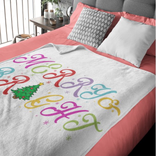 Merry & Bright farbenfrohe Weihnachtsbaume Festiva Sherpadecke