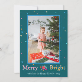 Merry Bright farbiges Weihnachtsfest Foto Feiertagskarte