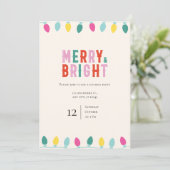 "Merry & Bright" Feierabend in spielerischer und f Einladung (Stehend Vorderseite)