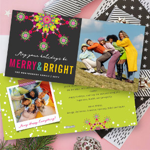 Merry & Bright Fest Star Elegantes Foto Feiertagskarte