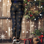 Merry & Bright Festive Blue Leggings<br><div class="desc">Merry & Bright Festive Dark Blue Muster Leggings perfekt für Weihnachtsmädchen Outfit. Sie können den Text aktualisieren oder entfernen. Das Muster sind niedliche goldbraune Sterne in verschiedenen Formen auf blauem dunkelblauen Hintergrund platziert.</div>