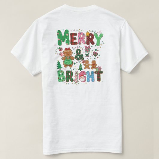 Merry & Bright, Festive Christmas Holiday Design T-Shirt (Design Rückseite)