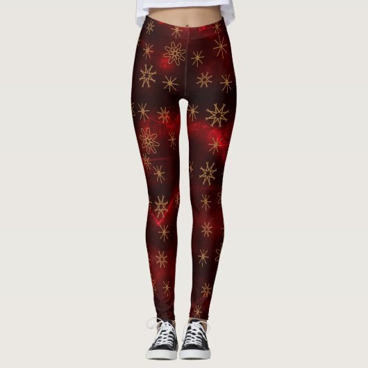 Merry & Bright Festive Red Pattern Leggings (Vorderseite)