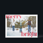 Merry Bright Festive Red Typografy Fun Zwei Foto Feiertagskarte<br><div class="desc">Freuen Sie sich auf den Feiertagsmagneten mit dieser lustigen und festlichen Weihnachtskarte mit fett roter Typografie für die Worte Merry und Bright. Mit zwei Fotos, einem auf jeder Kartenseite, und einer modernen Schrift vereint diese Karte eine fröhliche und trendige Ästhetik. Diese Karte ist ideal, um Ihre Lieblingsmomente mit Lieben zu...</div>