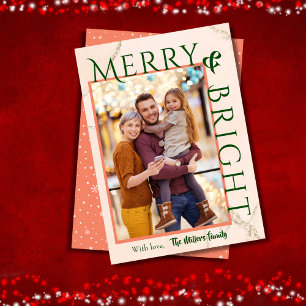 Merry & Bright fette Typografie 1 Foto modern nied Feiertagskarte