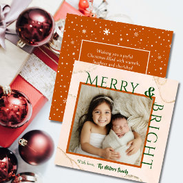 Merry & Bright fette Typografie 1 Foto modern nied Feiertagskarte