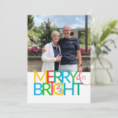 Merry & Bright Flat Christmas Card Feiertagskarte (Stehend Vorderseite)
