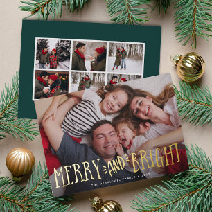 Merry & Bright + Foto Collage Back Folien Feiertagskarte