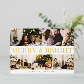 Merry & Bright Foto Collage Folien Feiertagskarte (Stehend vorne)