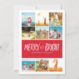 Merry & Bright Foto Collage Holiday Fotokarte Feiertagskarte