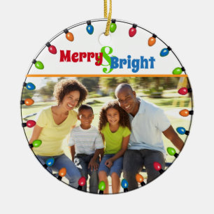 Merry & Bright Foto Farbenfrohe Weihnachtsbeleucht Keramik Ornament