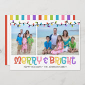 Merry & Bright Foto Feiertagskarte (Vorne/Hinten)
