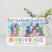 Merry & Bright Foto Feiertagskarte (Stehend Vorderseite)